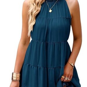 NWT KIRUNDO Womens Summer Dresses Casual Halter Sleeveless Flowy Mini Babydoll